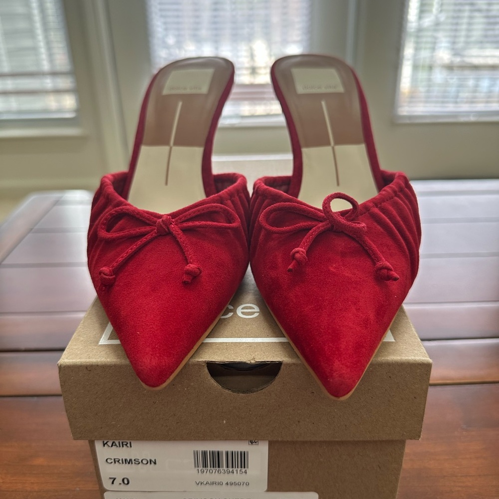 Women's Red Suede Mules - Brand New Size 7